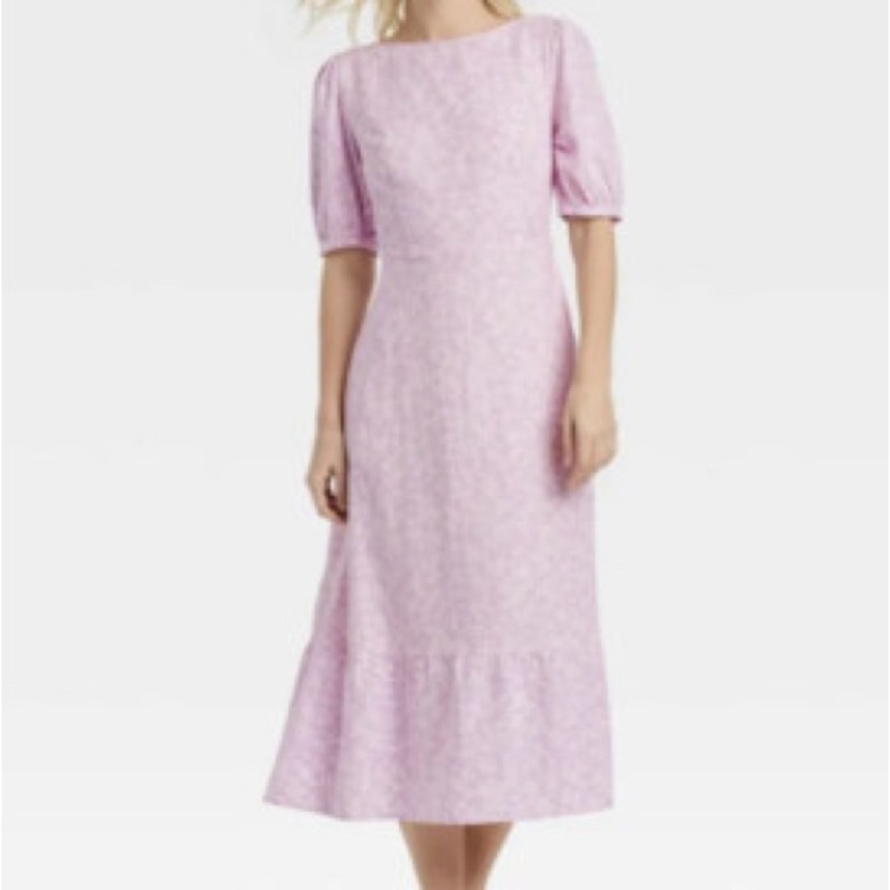 Who What Wear Orchid Bouquet Pink Floral Long Sleeve Dress